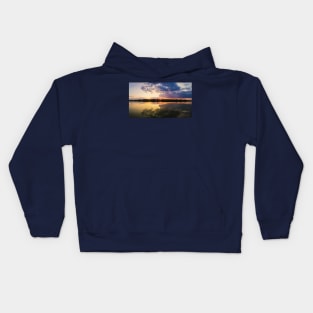 sunset reflection pano Kids Hoodie